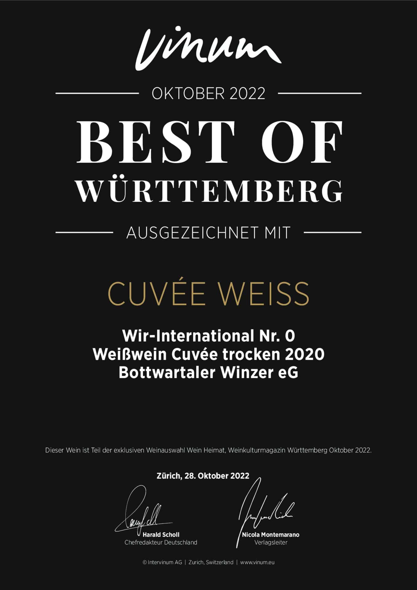 wir Winzer Cuvée - feinherb Bottwartaler international Weisswein
